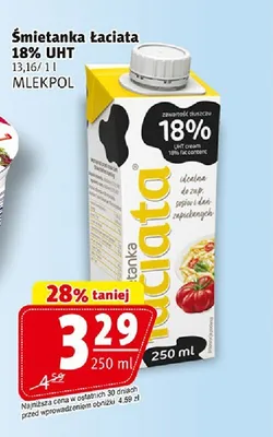 Śmietanka Łaciate 18% UHT promocja w Prim Market