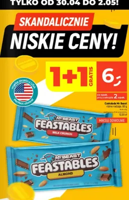 Czekolada Mr Beast Feastables Milk Crunch promocja w Dealz