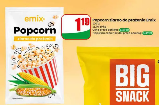 Popcorn ziarno do prażenia Emix promocja w Dino