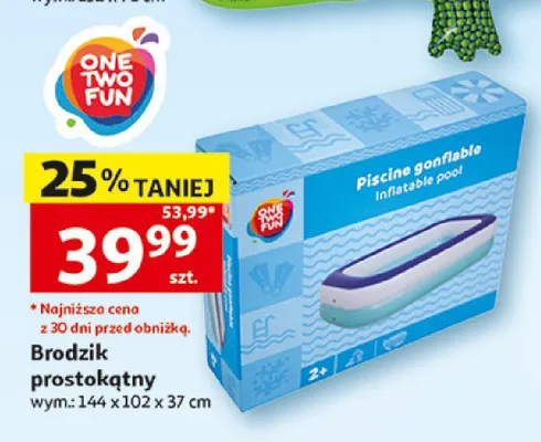Brodzik prostokątny One Two Fun promocja w Auchan