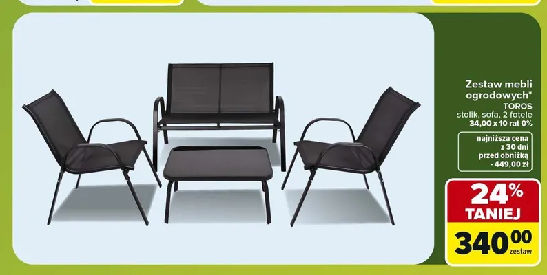 Zestaw mebli ogrodowych Toros promocja w Carrefour