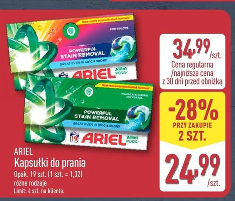Kapsułki do prania Ariel Color promocja w Aldi