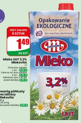 Mleko UHT 3,2% Mlekovita promocja w Dino