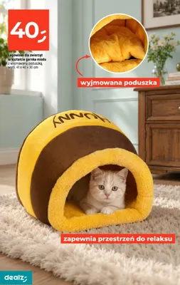 Legowisko dla zwierząt w kształcie garnka miodu z wyjmowaną poduszką 41x40x30 cm promocja w Dealz