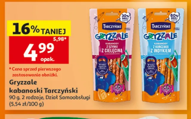 Kabanosy Gryzzale z kurczaka z indykiem Tarczyński promocja w Auchan