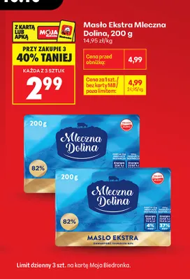 Masło Ekstra Mleczna Dolina promocja w Biedronka