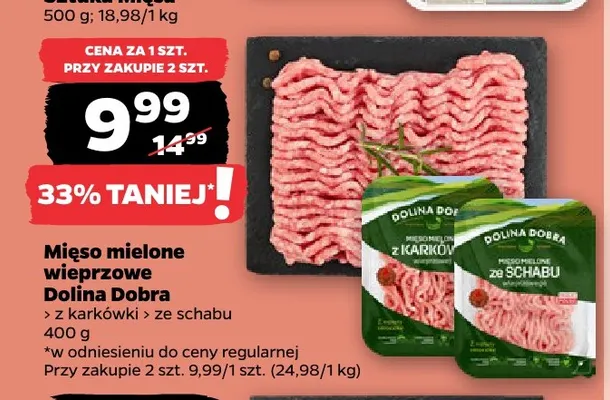 Mięso mielone wieprzowe ze schabu Dolina Dobra promocja w Netto