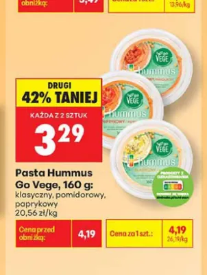 Pasta Hummus pomidorowy Go Vege promocja w Biedronka