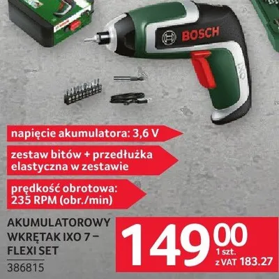 Akumulatorowy wkrętak Bosch IXO 7 Flexi Set promocja w Selgros