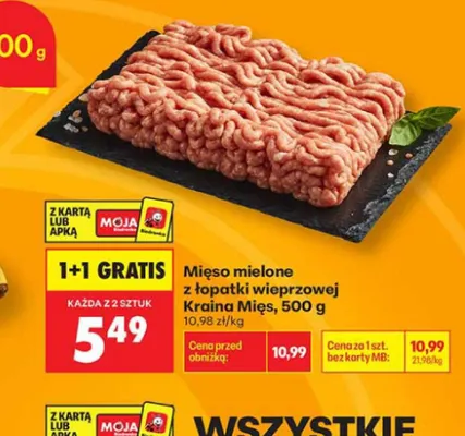 Mięso mielone z łopatki wieprzowej Kraina Mięs promocja w Biedronka