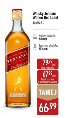 Whisky Johnnie Walker Red Label promocja w Aldi