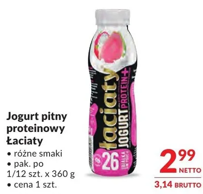 Jogurt pitny proteinowy Łaciaty promocja w Makro