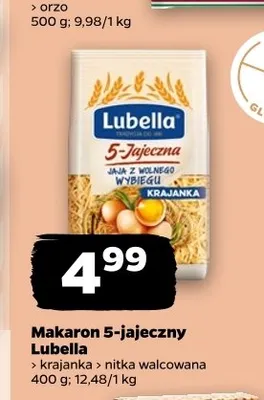 Makaron 5-jajeczny nitka walcowana Lubella promocja w Netto