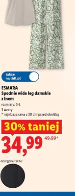 Spodnie wide leg damskie z lnem ESMARA promocja w Lidl