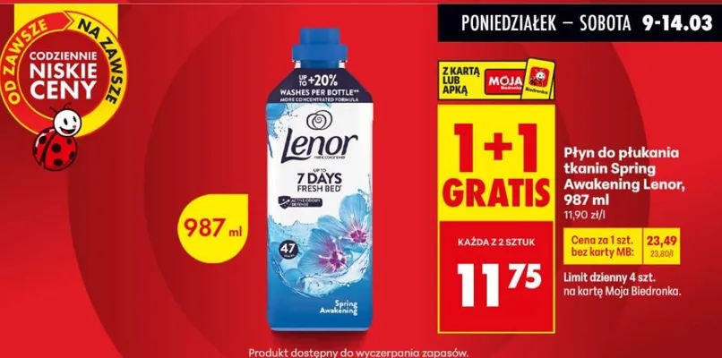 Płyn do płukania tkanin Spring Awakening Lenor promocja w Biedronka