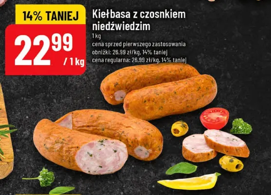 Kiełbasa z czosnkiem niedźwiedzim promocja w POLOmarket