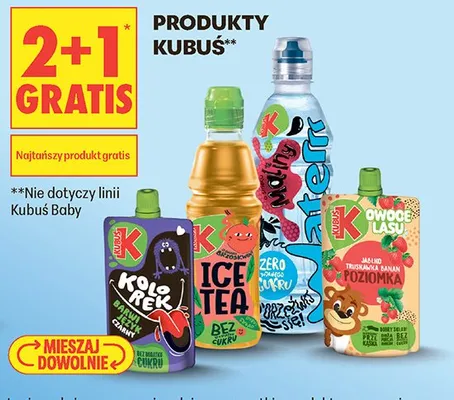 Woda smakowa Waterrr malina zero cukru Kubuś promocja w Biedronka