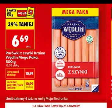 Parówki z szynki Kraina Wędlin Mega Paka promocja w Biedronka