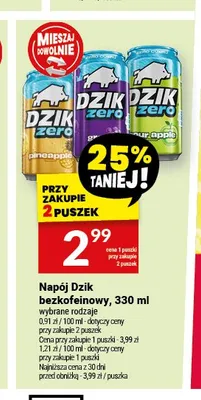 Napój energetyczny Dzik Zero Sour Apple promocja w Twój Market