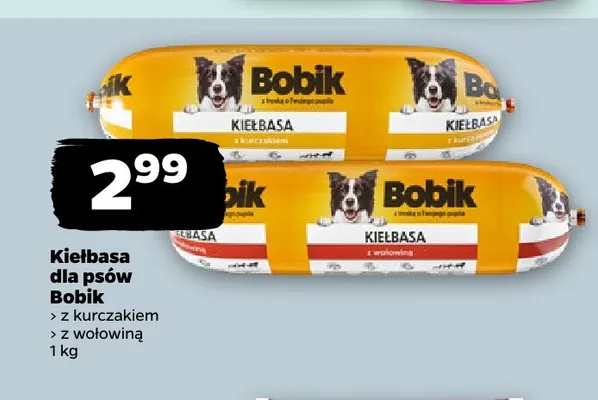 Kiełbasa dla psów Bobik z kurczakiem promocja w Netto