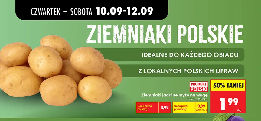 Ziemniaki jadalne myte polskie na wagę promocja w Biedronka
