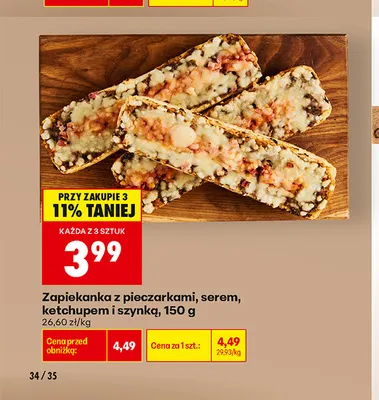 Zapiekanka z pieczarkami serem ketchupem i szynką promocja w Biedronka