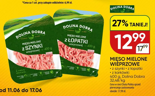 Mięso mielone wieprzowe z szynki Dolina Dobra promocja w Chata Polska