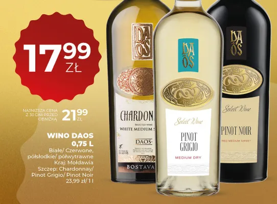 Wino Pinot Grigio Medium Dry promocja w Duży Ben