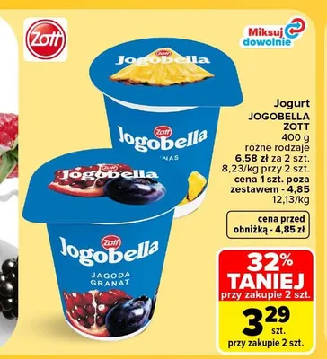 Jogurt wiśniowy Jogobella Zott promocja w Carrefour Market