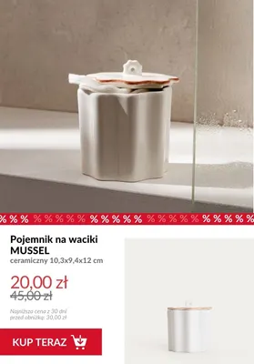 Pojemnik na waciki Mussel ceramiczny 10,3x9,4x12 cm promocja w Homla