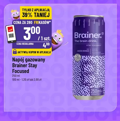 Napój gazowany Brainer Stay Focused promocja w POLOmarket