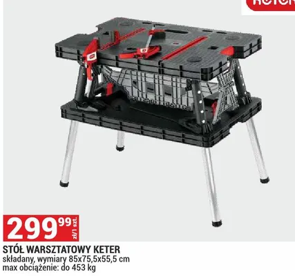 Stół warsztatowy Keter składany 85x75,5x55,5cm promocja w Merkury Market