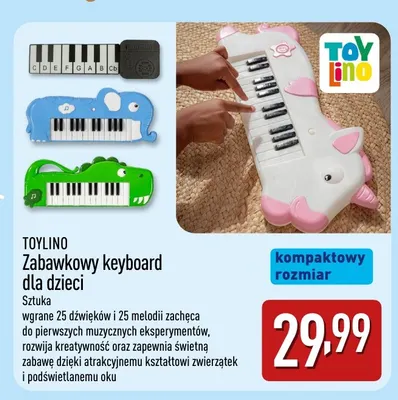 Zabawkowy keyboard dla dzieci Toylino promocja w Aldi