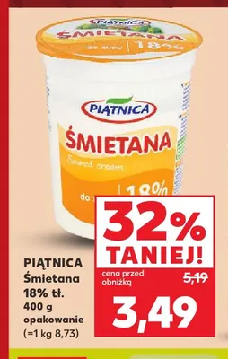 Śmietana Piątnica 18% promocja w Kaufland