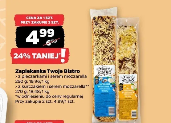 Zapiekanka z pieczarkami i serem mozzarella Twoje Bistro promocja w Netto