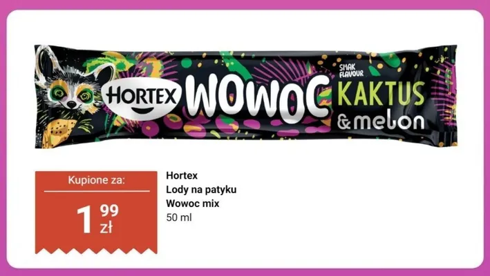 Lody na patyku Hortex Wowoc mix Kaktus & melon promocja w Dino