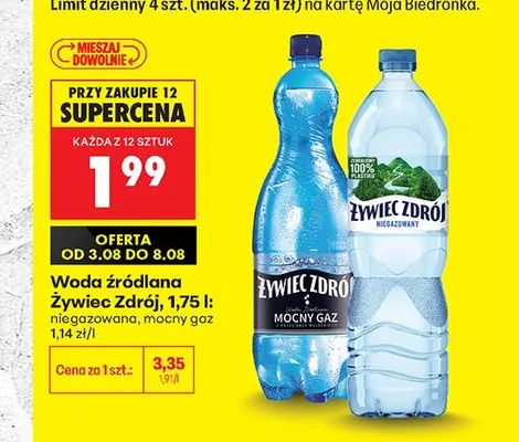 Woda źródlana niegazowana Żywiec Zdrój promocja w Biedronka