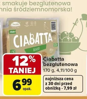 Ciabatta bezglutenowa Incola promocja w Carrefour Market
