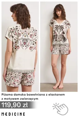 Piżama damska bawełniana z elastanem z motywem zwierzęcym Medicine promocja w Medicine