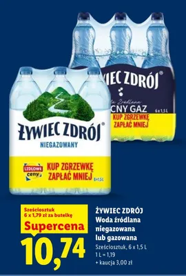 Woda źródlana niegazowana lub gazowana promocja w Lidl