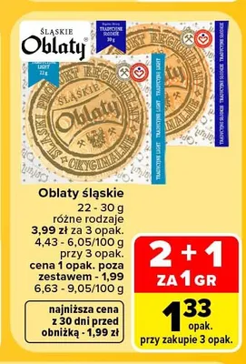 Oblaty śląskie oryginalne promocja w Carrefour