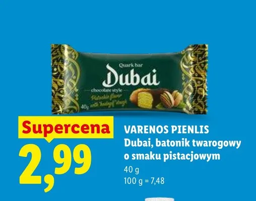 Batonik twarogowy o smaku pistacjowym Dubai promocja w Lidl