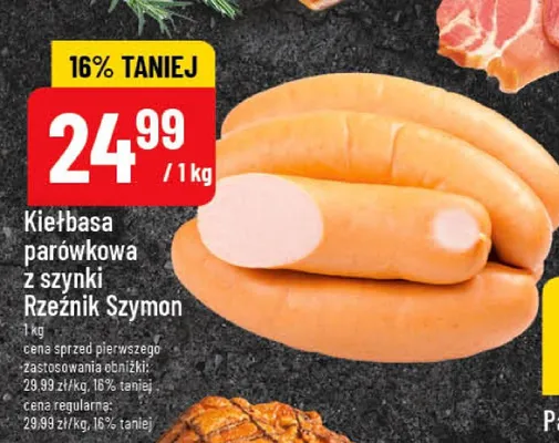 Kiełbasa parówkowa z szynki Rzeźnik Szymon promocja w POLOmarket