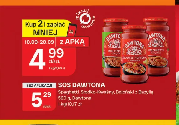 Sos Dawtona boloński z bazylią promocja w Chorten