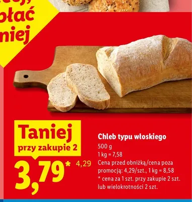 Chleb typu włoskiego promocja w Lidl