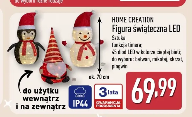 Figura świąteczna LED skrzat Home Creation promocja w Aldi