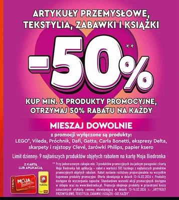 Artykuły przemysłowe, tekstylia, zabawki, książki promocja w Biedronka