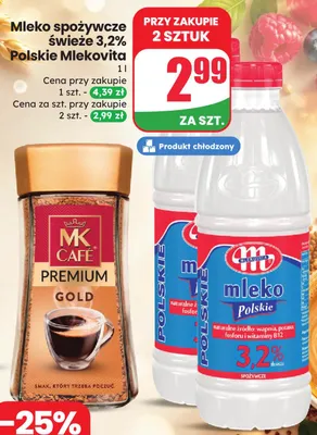 Mleko spożywcze świeże 3,2% Polskie Mlekovita promocja w Dino