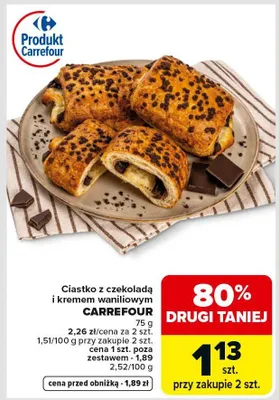 Ciastko z czekoladą i kremem waniliowym promocja w Carrefour