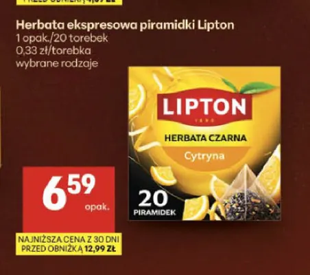 Herbata ekspresowa piramidki Lipton promocja w Delikatesy Centrum